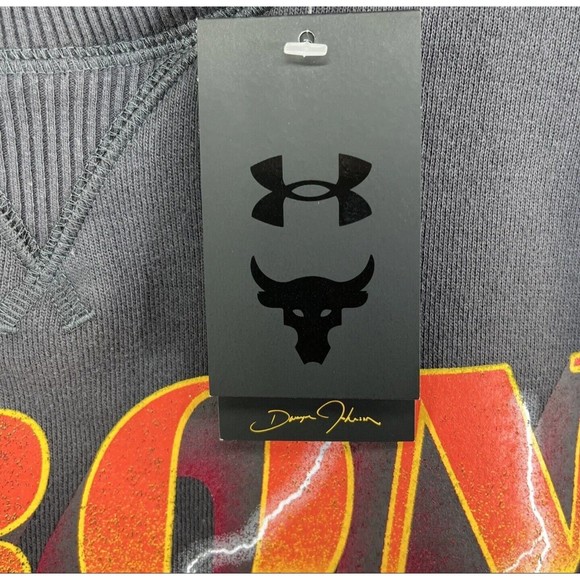 Under Armour Project Rock Iron Paradise Men Sz M Cutoff Sweatshirt Vintage Look - Picture 3 of 6